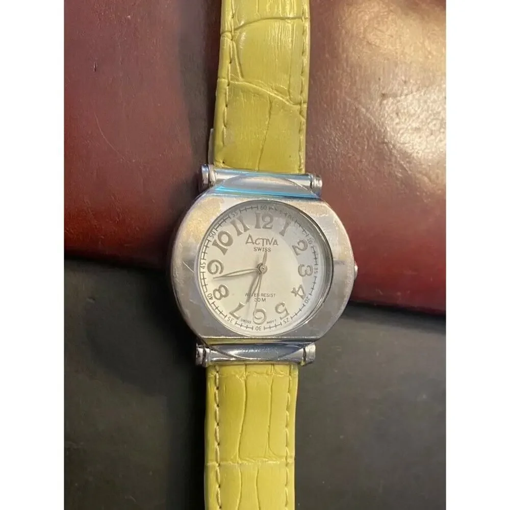 Women's 35mm Silver Tone Activa Watch, Swiss Movement, WR 30M
